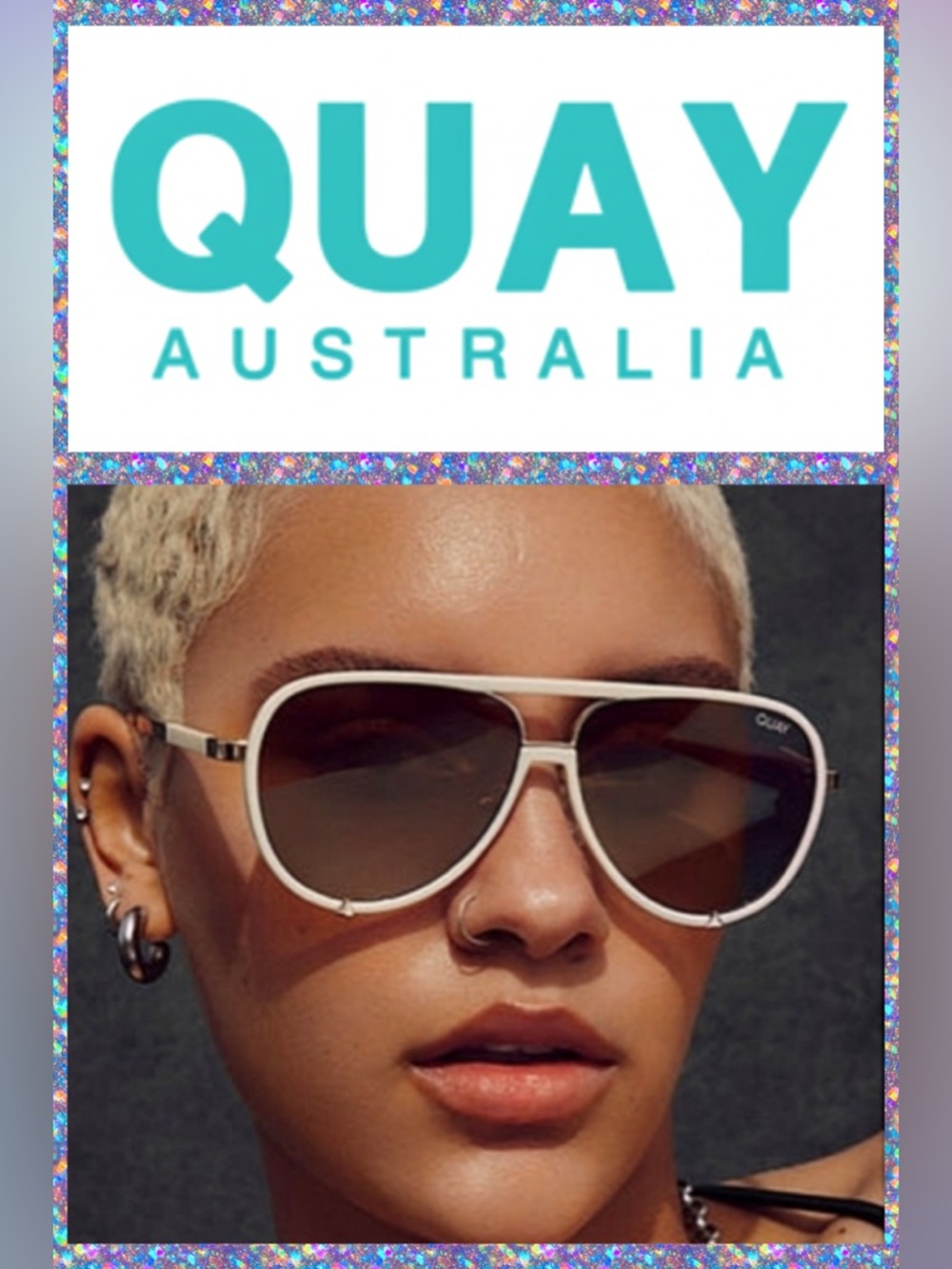 🆕 Quay High Profile Polarized White & Gold frame Brown lens Sunglasses